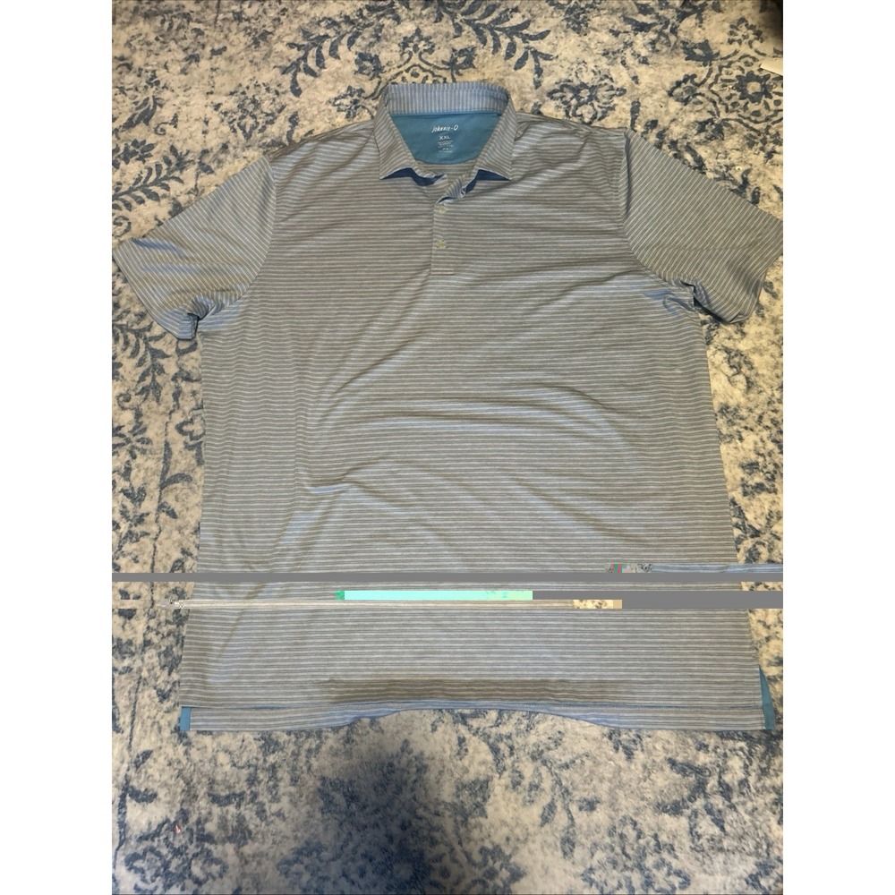 Johnnie O UPF 50 Striped Polo Shirt Men XXL Embroidered Stretch Performance